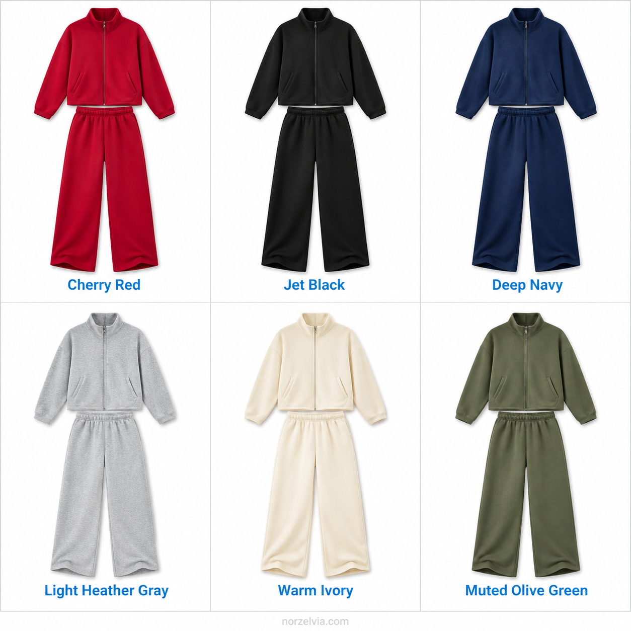 Women's Stand-Collar Zip Jacket & Wide-Leg Pants Set