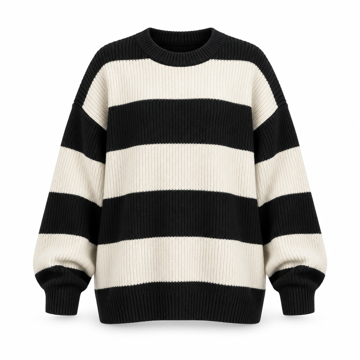 Unisex Relaxed Striped Knit Sweater Multipack - Oversized Crew Neck Pullover