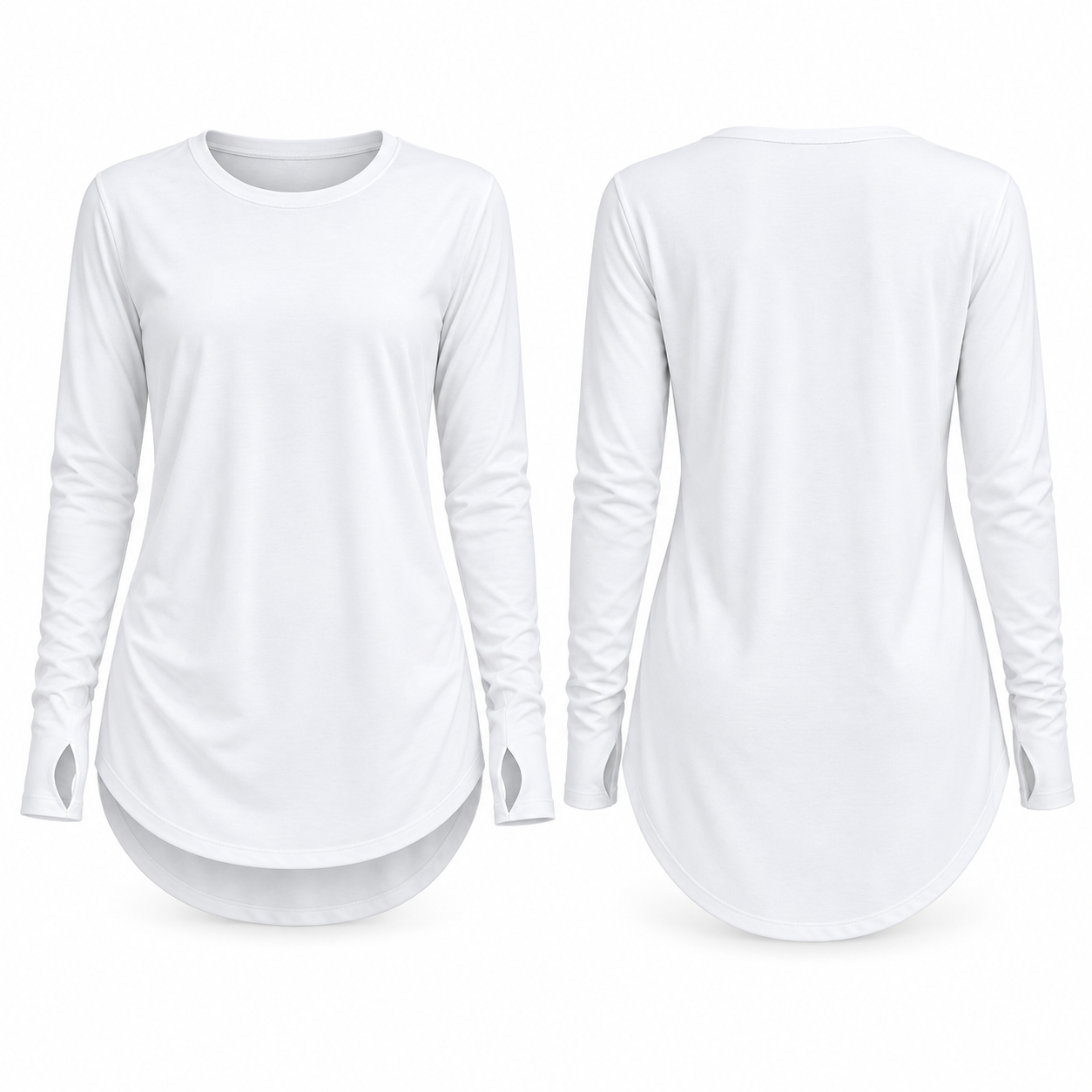 Women's High-Low Longline Tunic Top with Thumbhole Cuffs