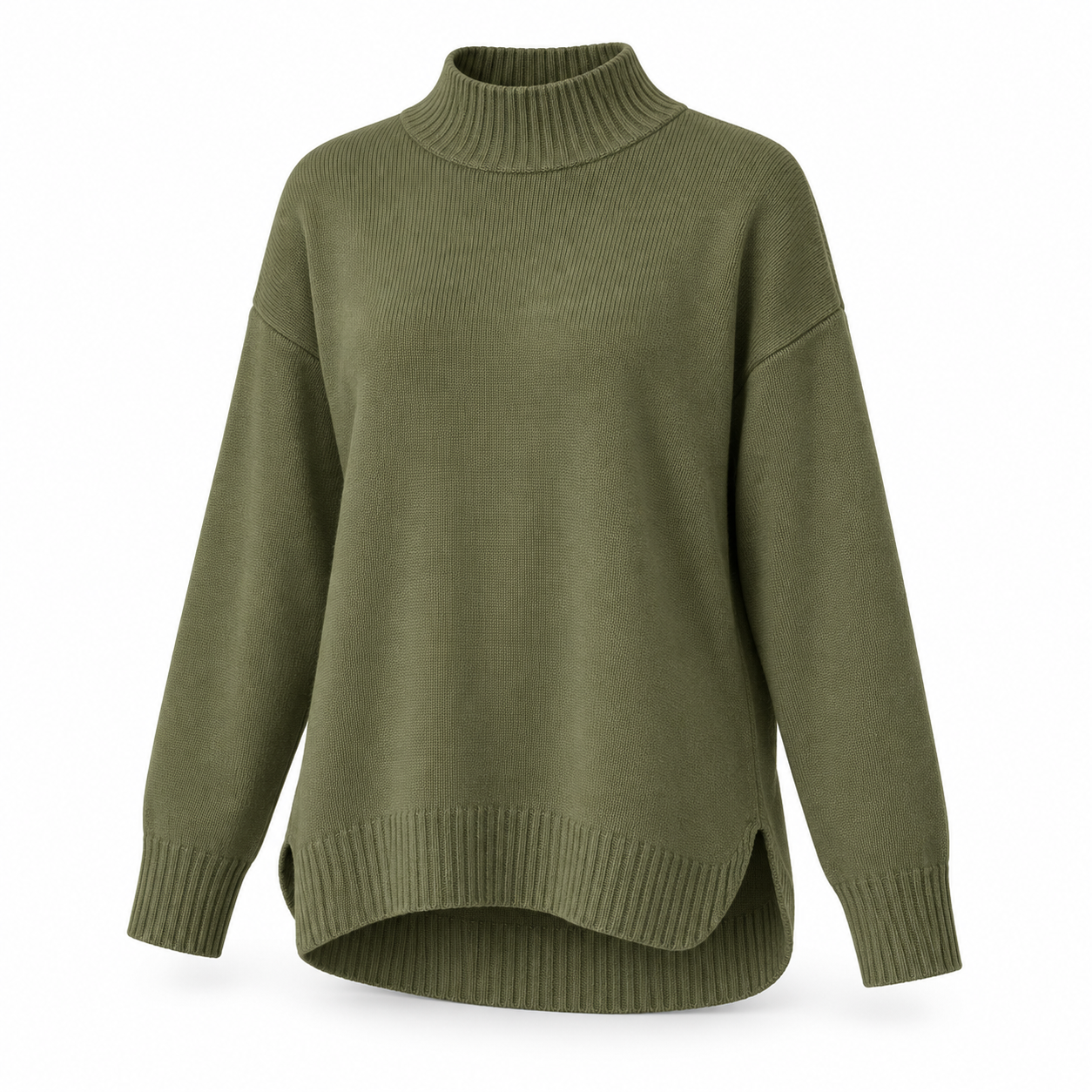 Women's Relaxed Longline Mock-Neck Knit Sweater Multipack - High-Low Hem Pullover