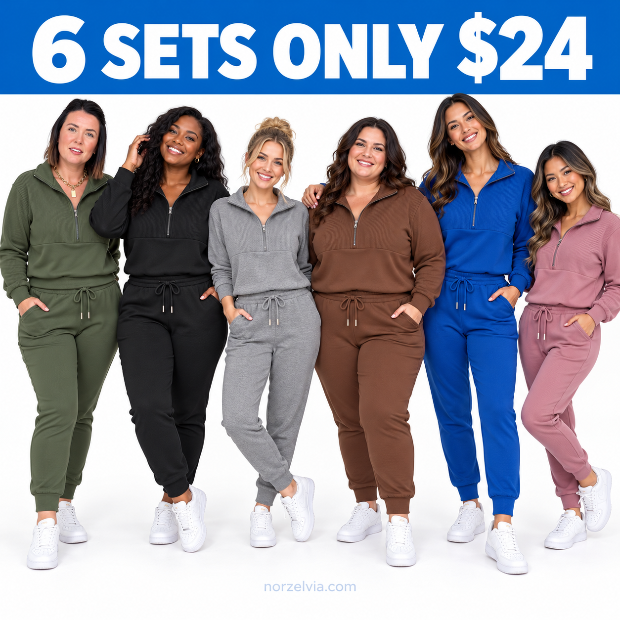 Women's Ribbed Half-Zip Top & Jogger Set | Matching Sets or Separates