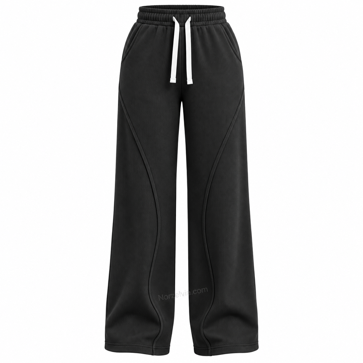 Women's Ribbed Wide-Leg Drawstring Pants