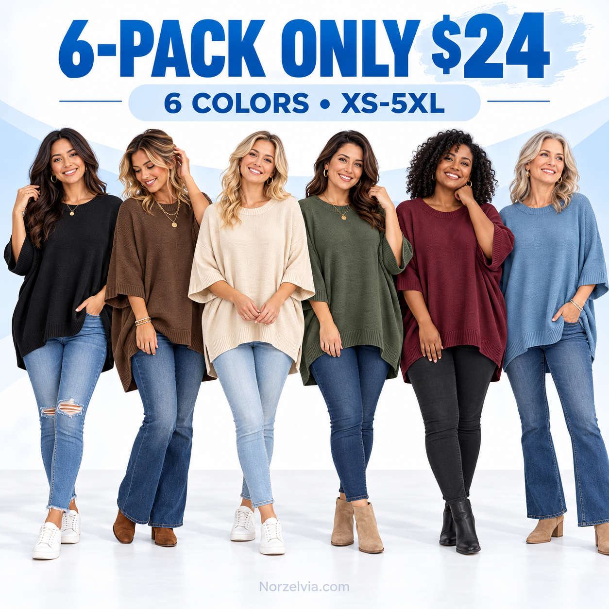 Relaxed High-Low Knit Tunic Top with Wide 3/4 Sleeves