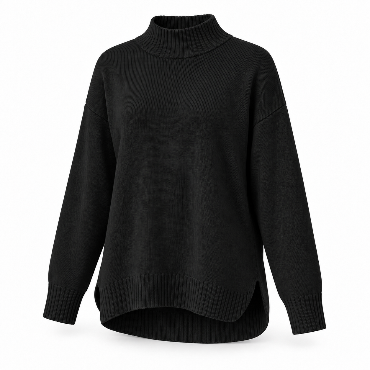 Women's Relaxed Longline Mock-Neck Knit Sweater Multipack - High-Low Hem Pullover
