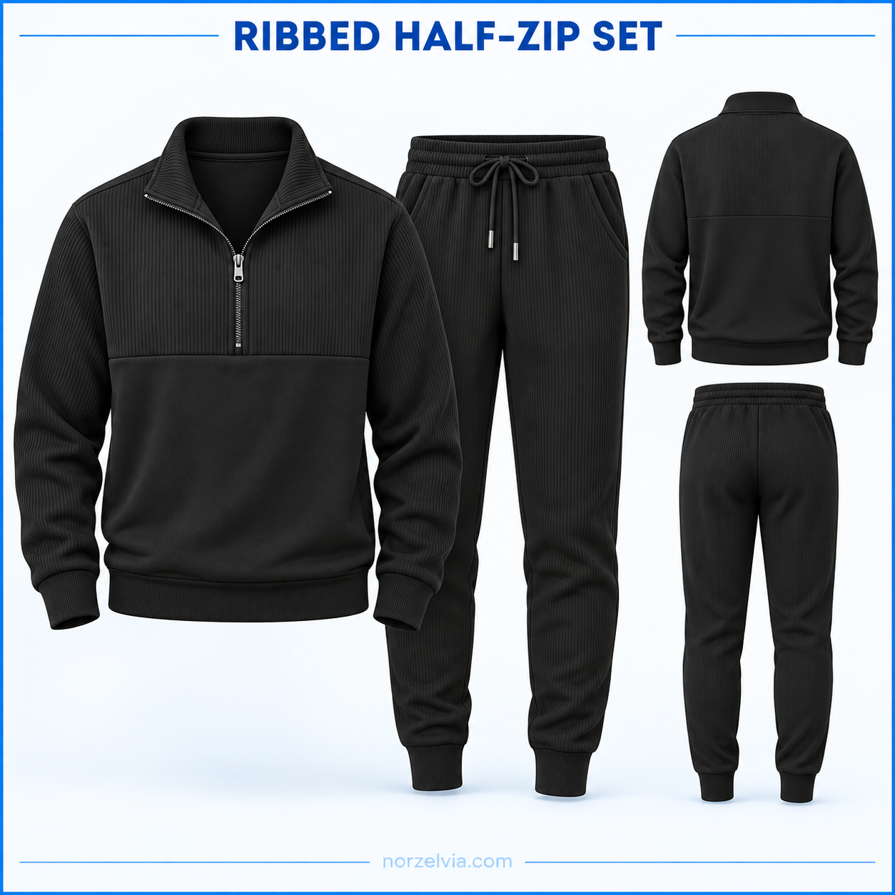 Women's Ribbed Half-Zip Top & Jogger Set | Matching Sets or Separates