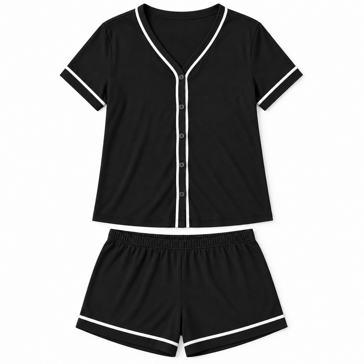 Women's Soft Stretch Button-Front Pajama Lounge Set Multipack - Short Sleeve Top & Shorts