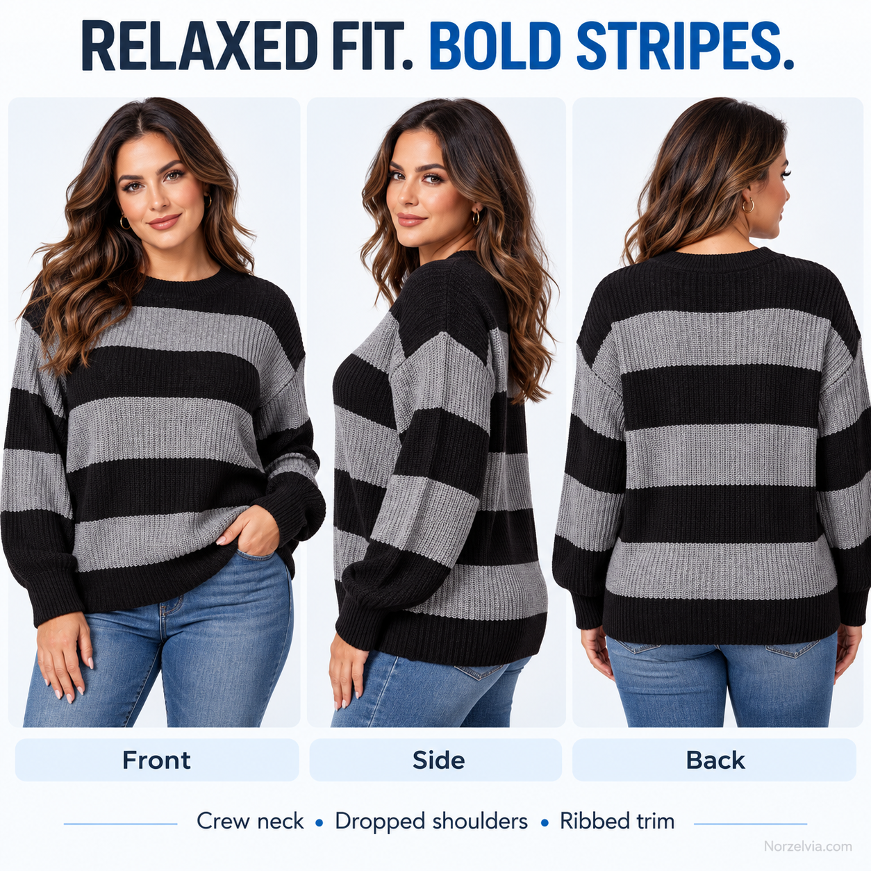 Women's Relaxed Wide Stripe Knit Sweater