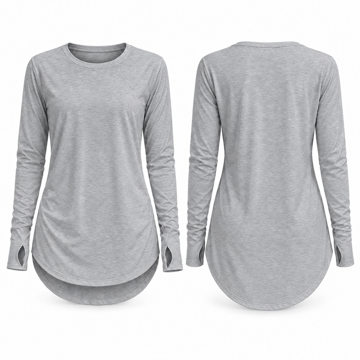 Women's High-Low Longline Tunic Top with Thumbhole Cuffs