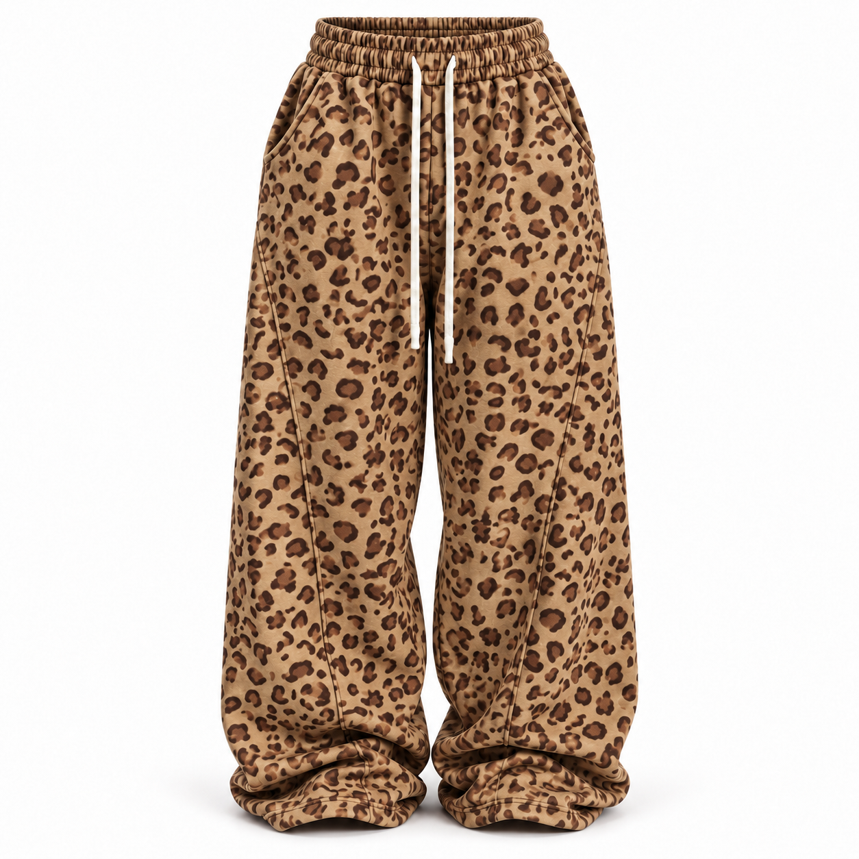 Women's Leopard Print Baggy Sweatpants Multipack - Elastic Waist Wide-Leg Lounge Pants
