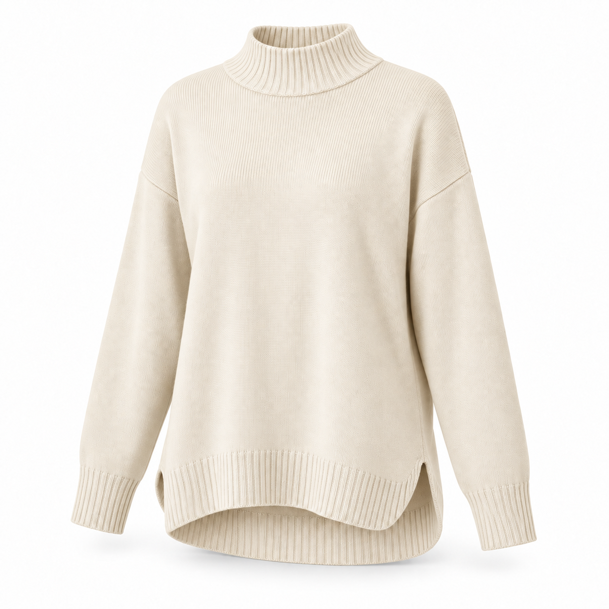 Women's Relaxed Longline Mock-Neck Knit Sweater Multipack - High-Low Hem Pullover