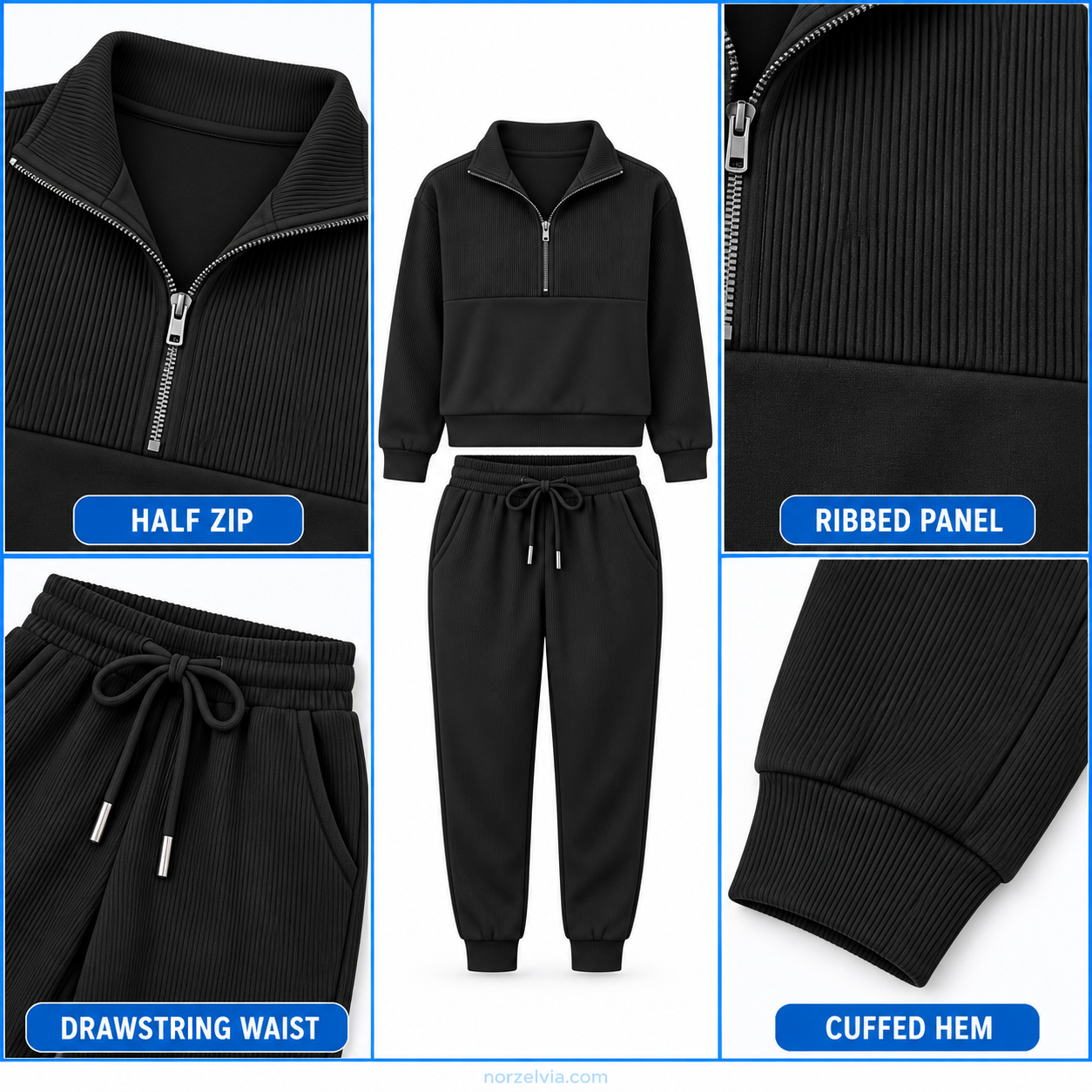 Women's Ribbed Half-Zip Top & Jogger Set | Matching Sets or Separates