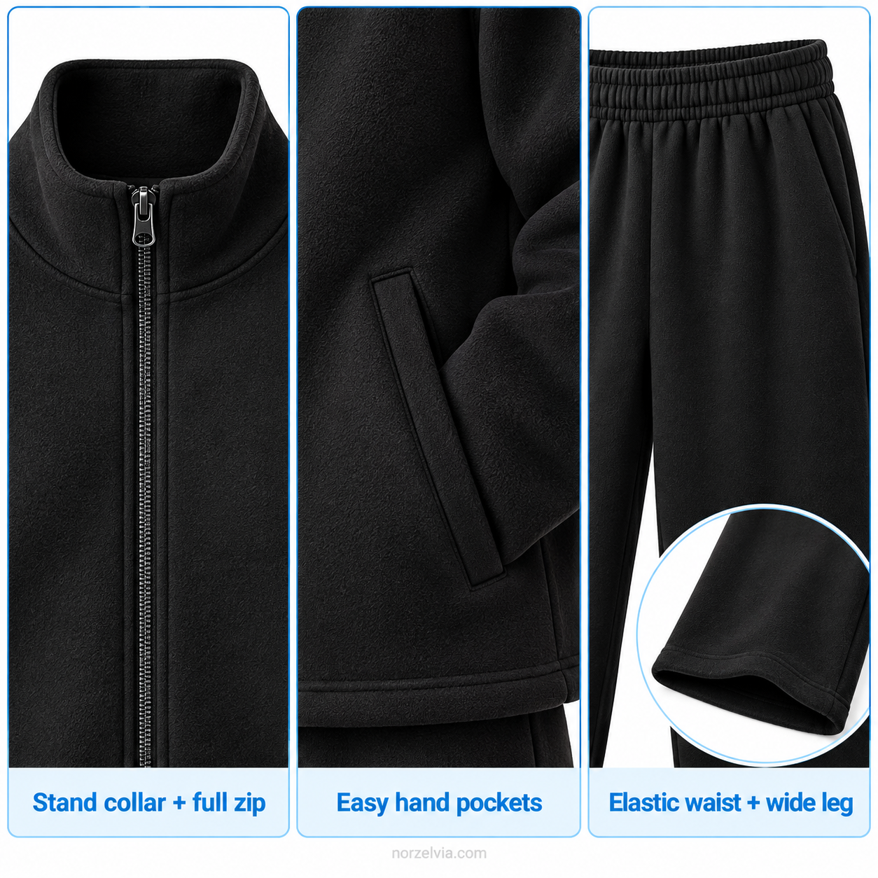 Women's Stand-Collar Zip Jacket & Wide-Leg Pants Set