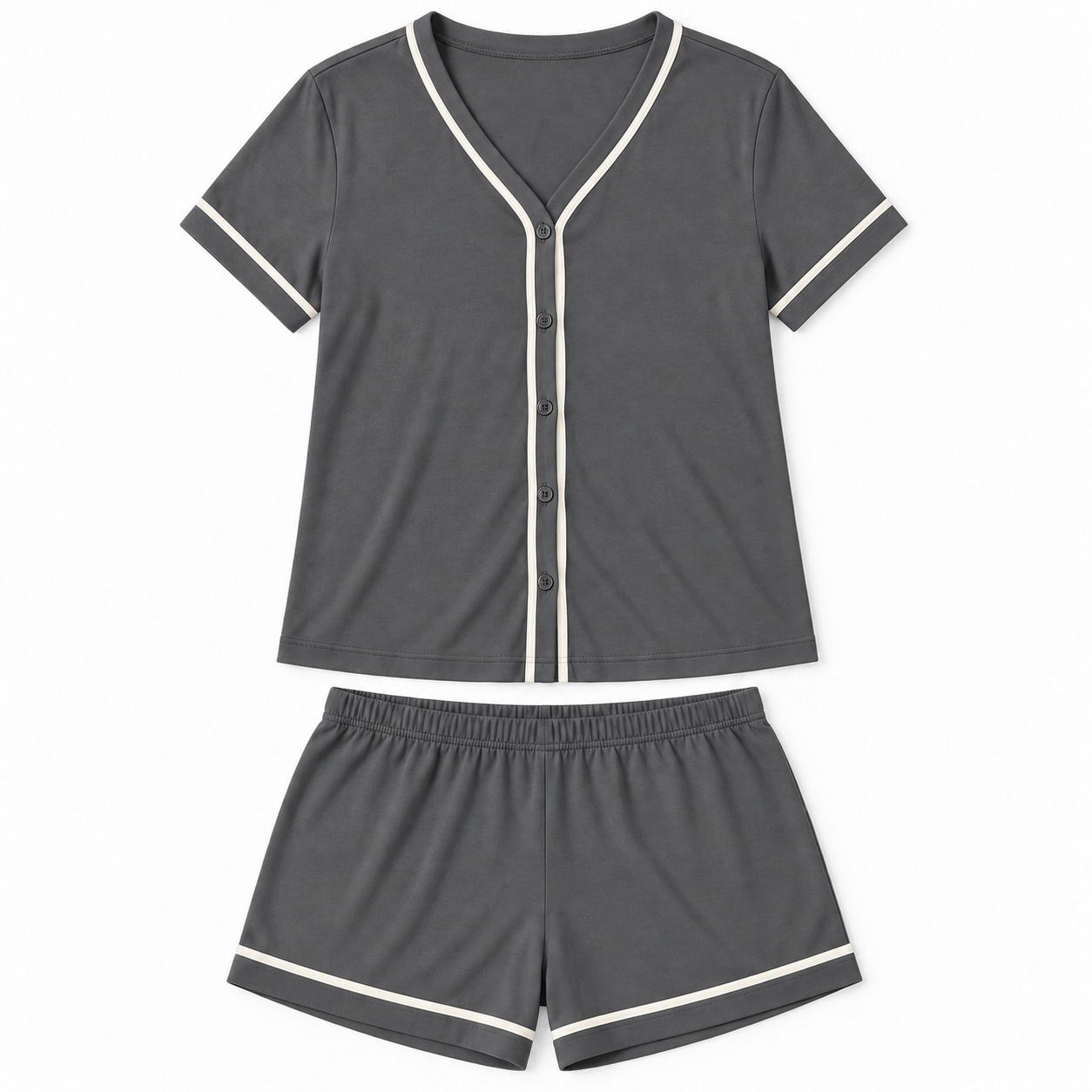 Women's Soft Stretch Button-Front Pajama Lounge Set Multipack - Short Sleeve Top & Shorts