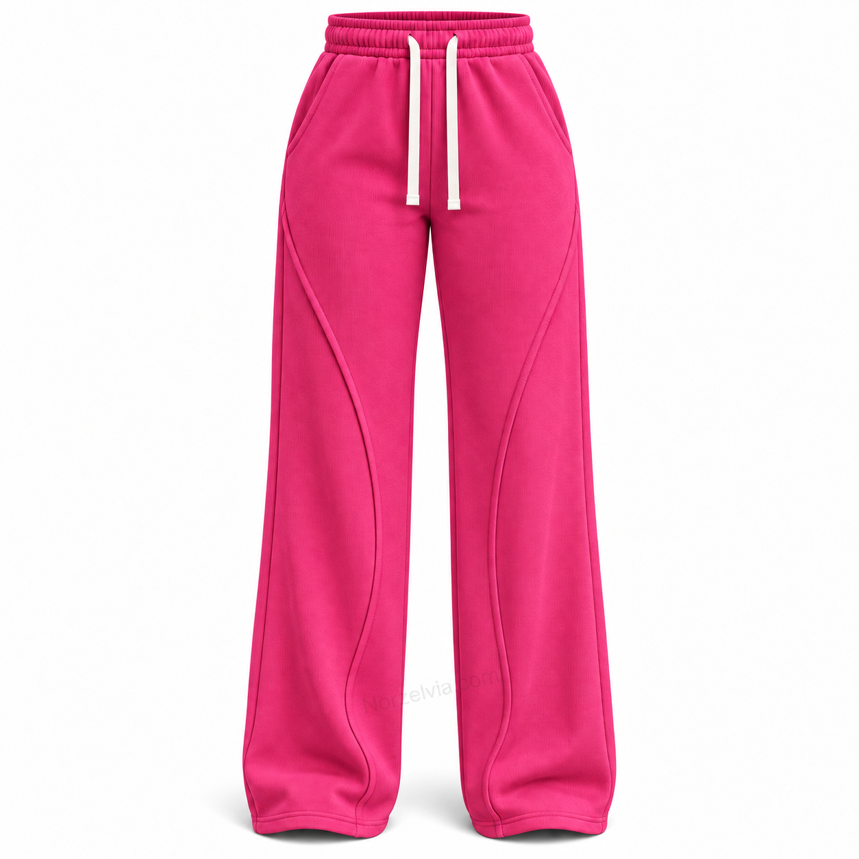Women's Ribbed Wide-Leg Drawstring Pants
