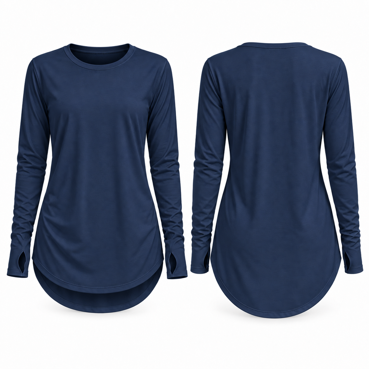 Women's High-Low Longline Tunic Top with Thumbhole Cuffs
