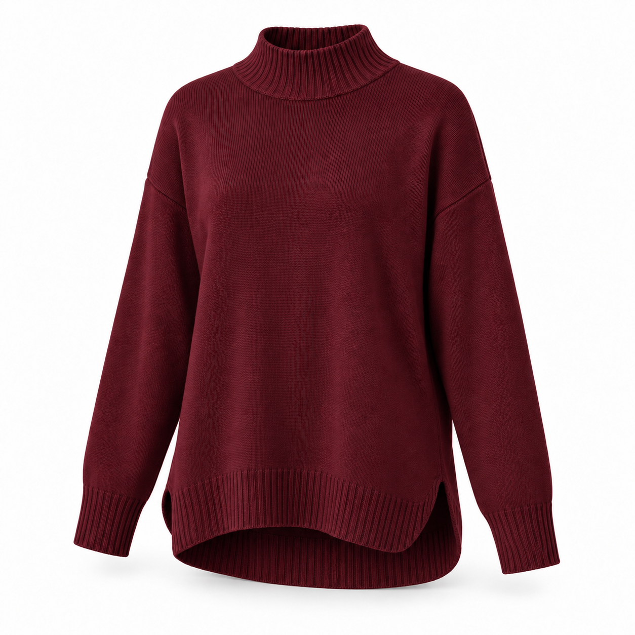 Women's Relaxed Longline Mock-Neck Knit Sweater Multipack - High-Low Hem Pullover