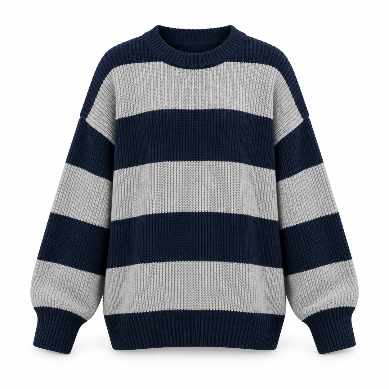 Unisex Relaxed Striped Knit Sweater Multipack - Oversized Crew Neck Pullover