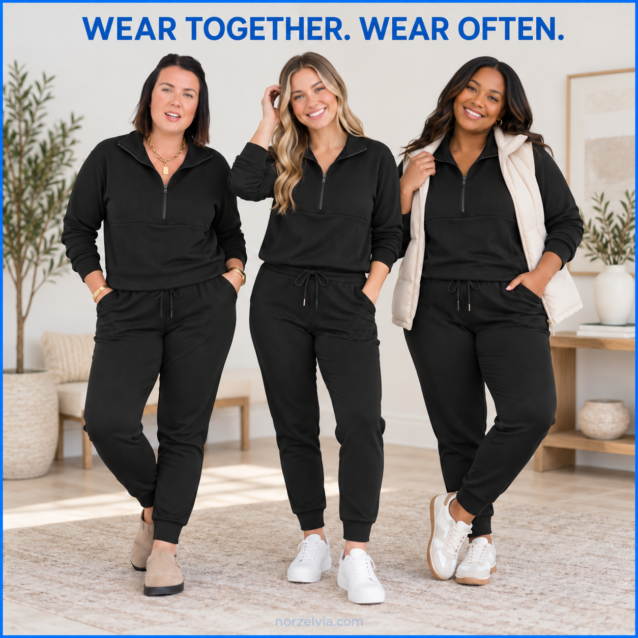 Women's Ribbed Half-Zip Top & Jogger Set | Matching Sets or Separates