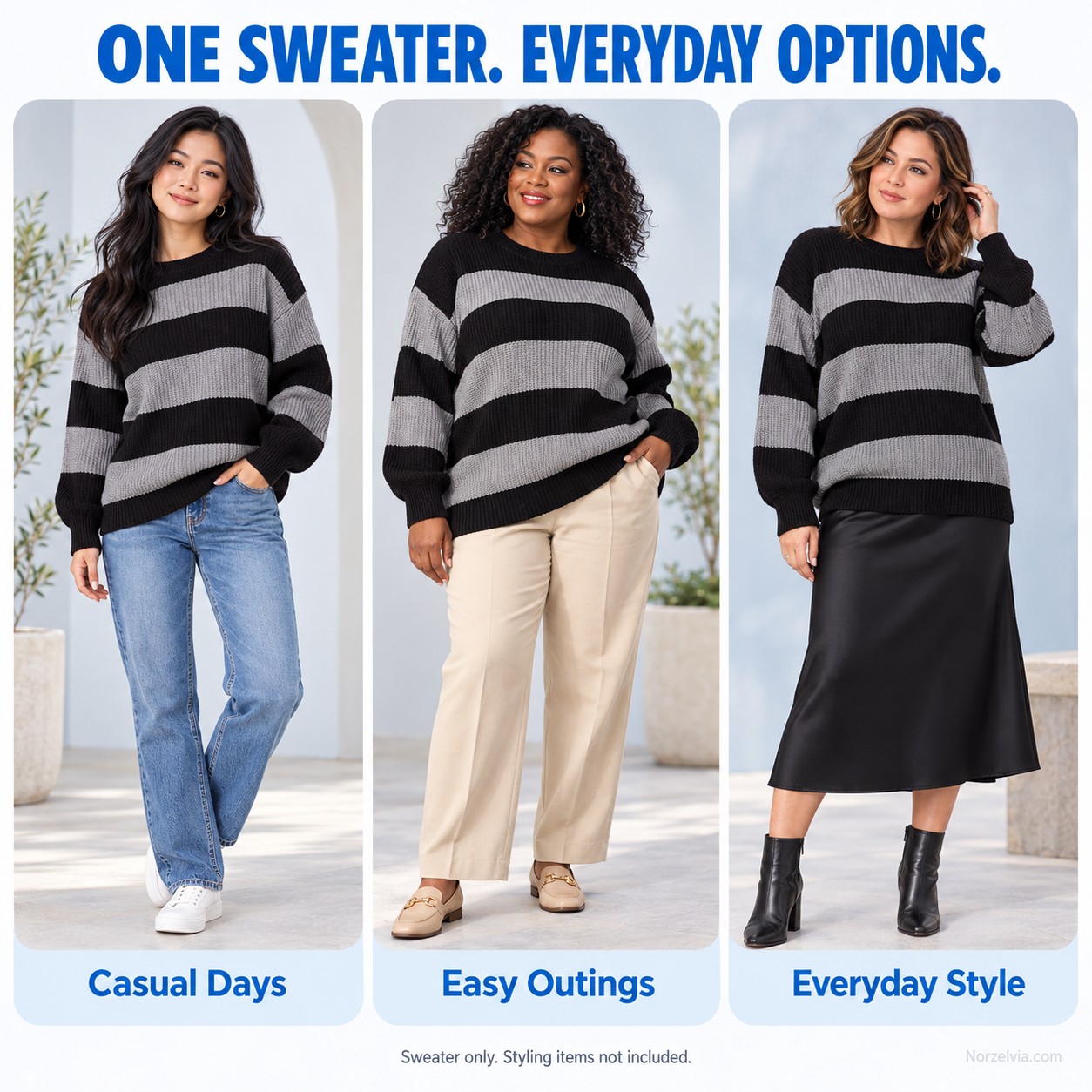 Women's Relaxed Wide Stripe Knit Sweater
