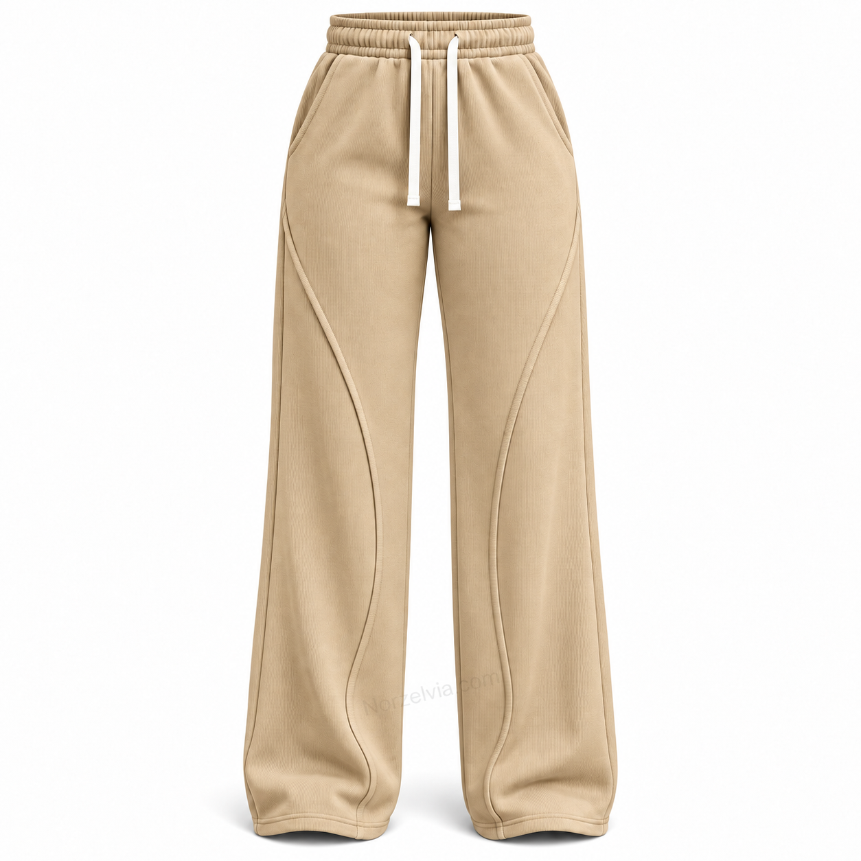 Women's Ribbed Wide-Leg Drawstring Pants