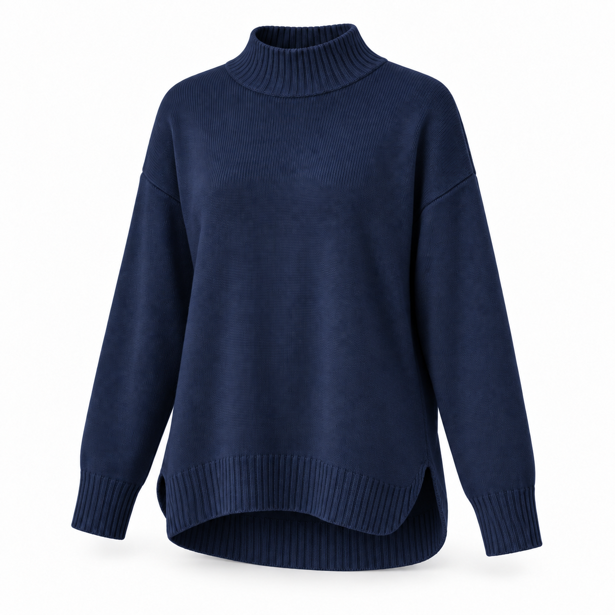 Women's Relaxed Longline Mock-Neck Knit Sweater Multipack - High-Low Hem Pullover