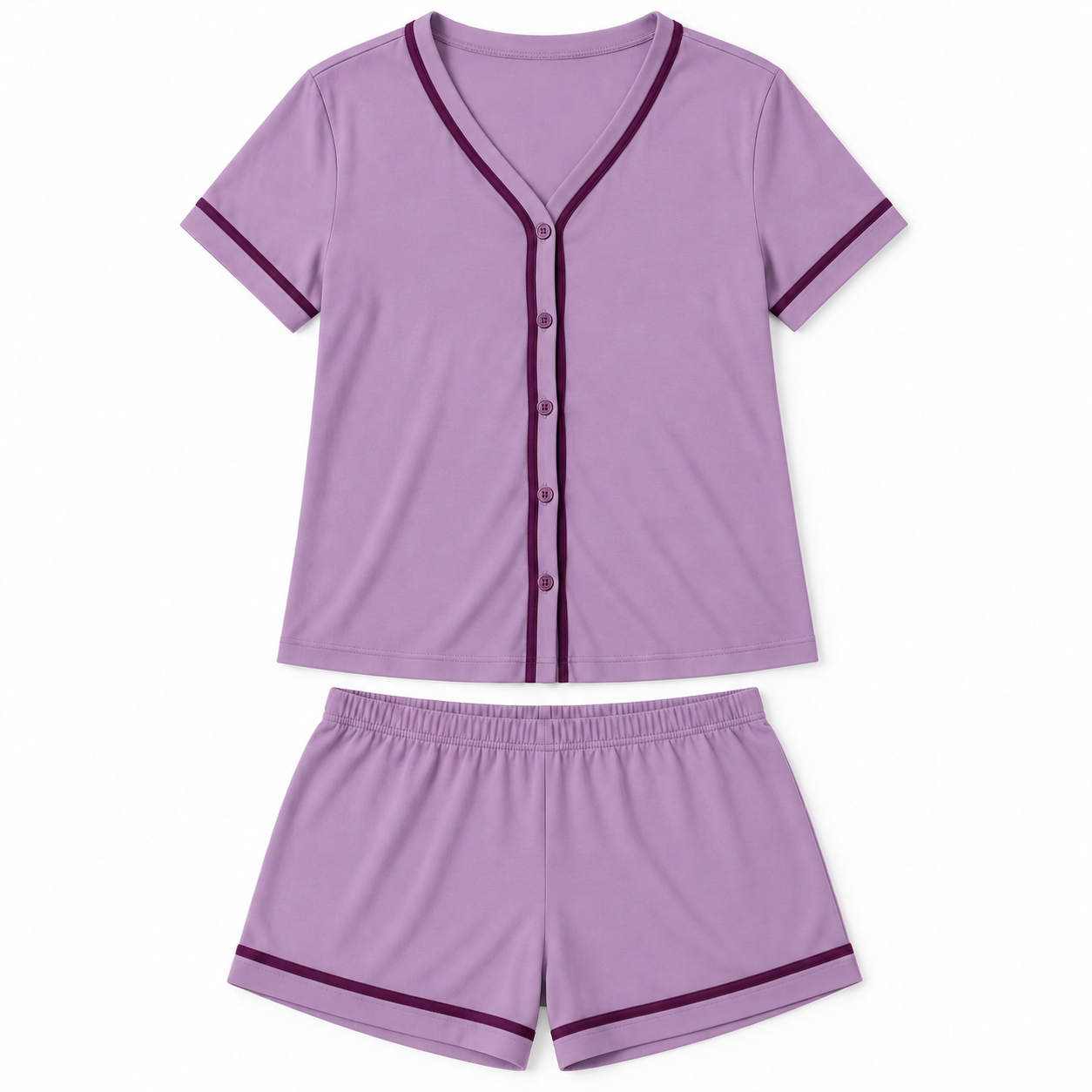 Women's Soft Stretch Button-Front Pajama Lounge Set Multipack - Short Sleeve Top & Shorts