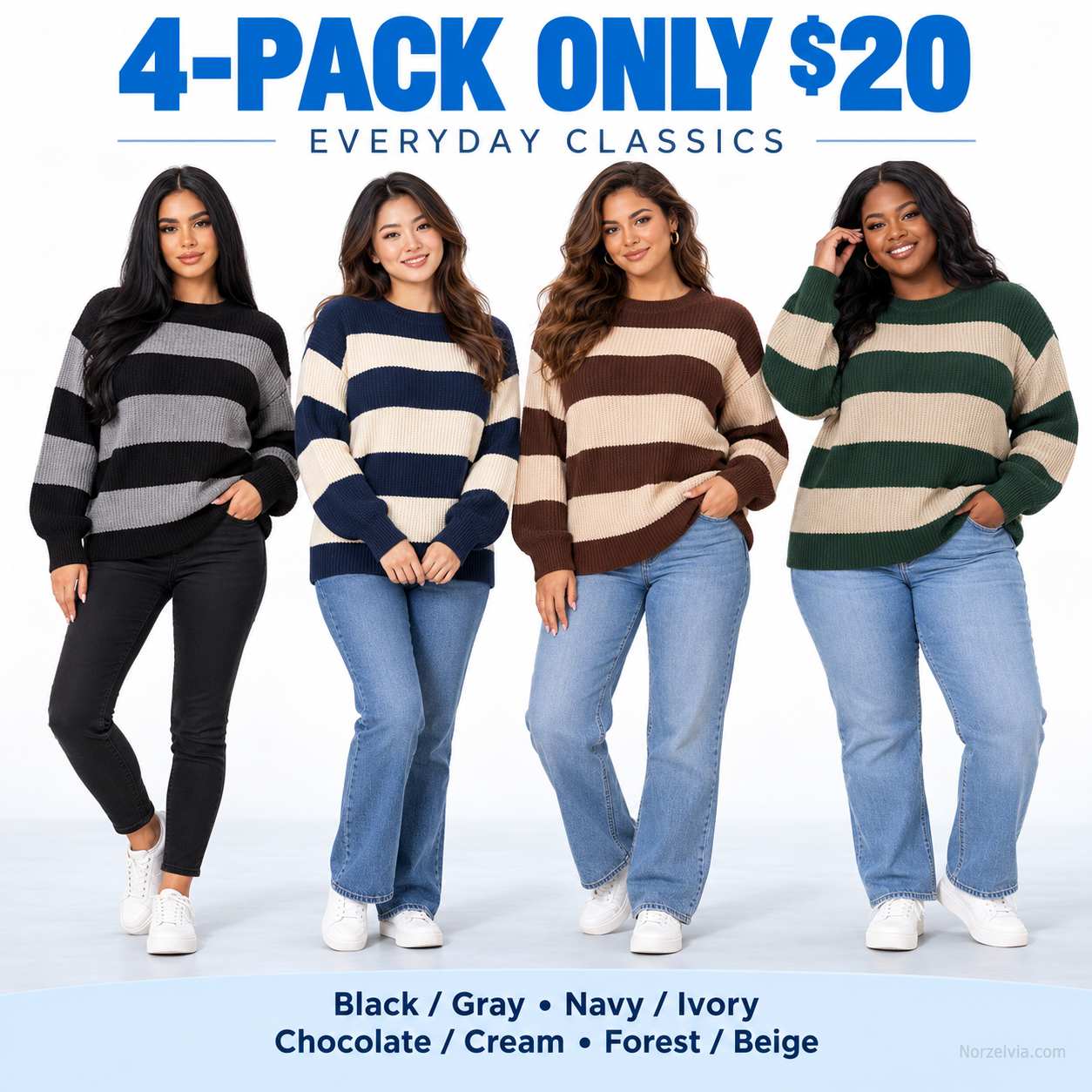 Women's Relaxed Wide Stripe Knit Sweater