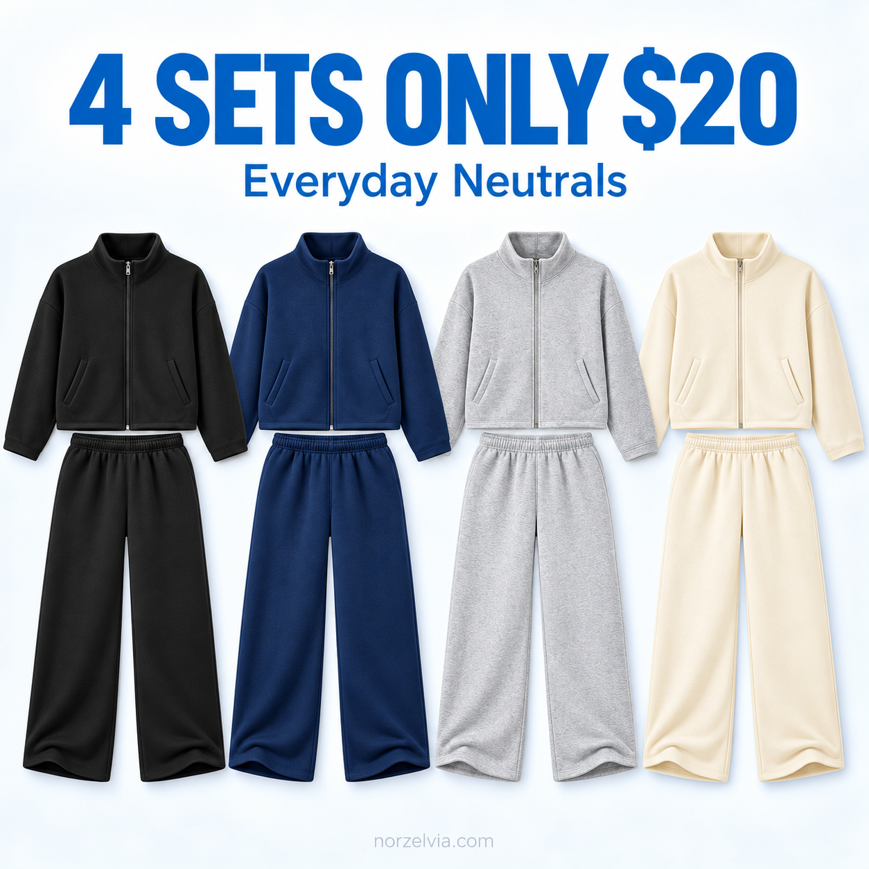 Women's Stand-Collar Zip Jacket & Wide-Leg Pants Set