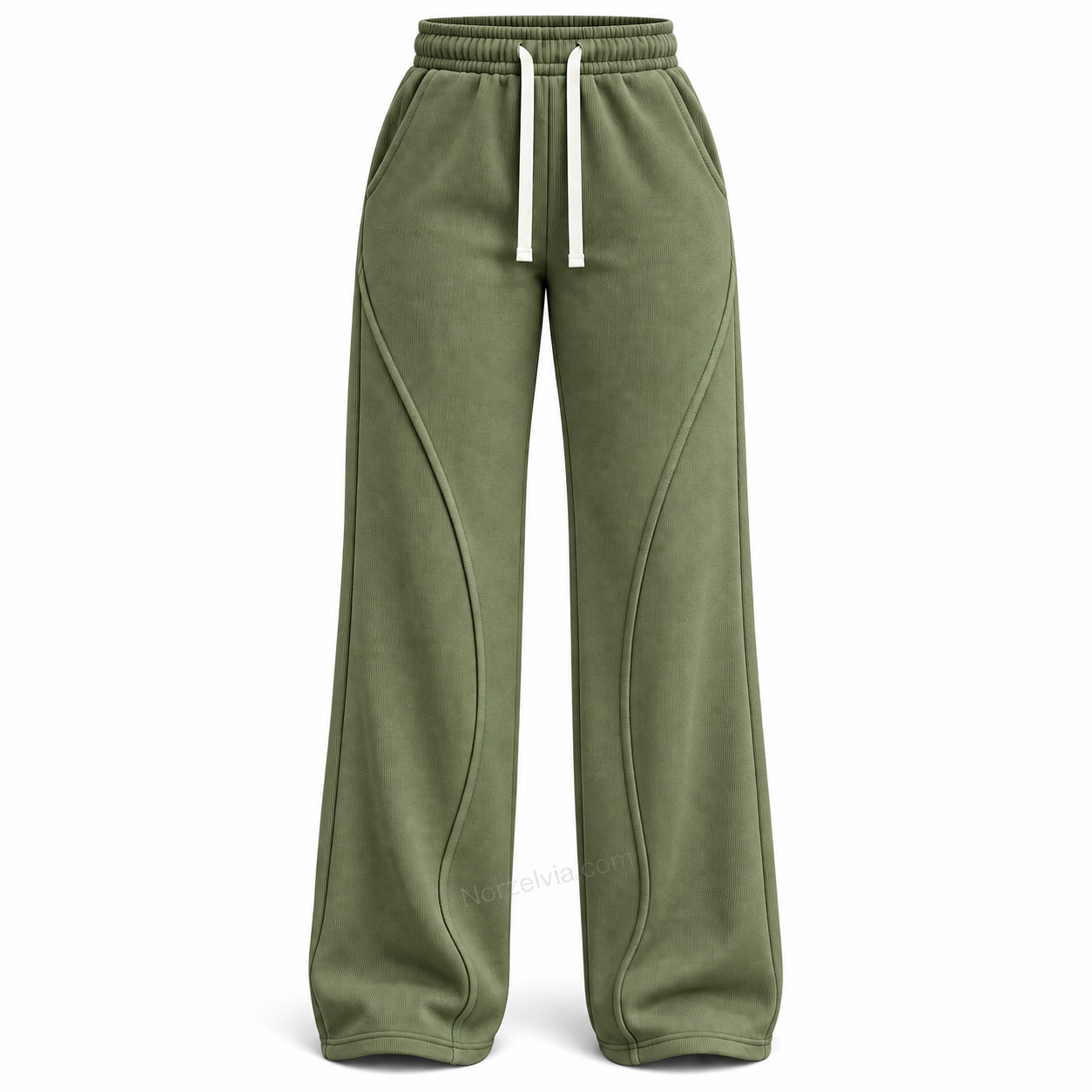 Women's Ribbed Wide-Leg Drawstring Pants