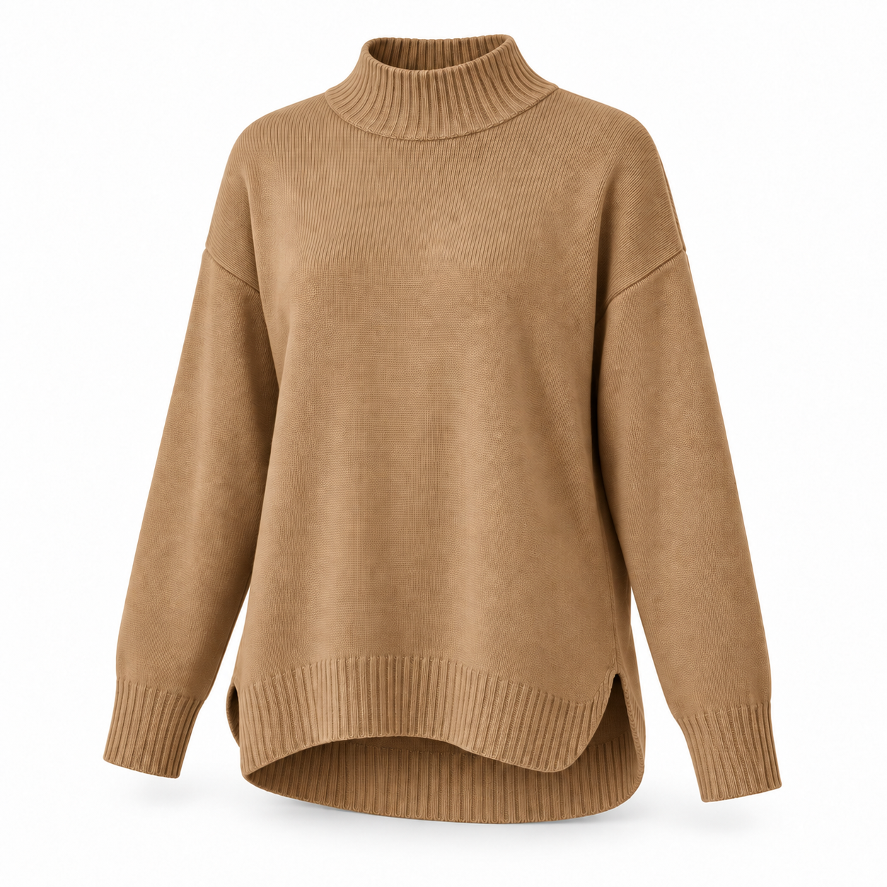 Women's Relaxed Longline Mock-Neck Knit Sweater Multipack - High-Low Hem Pullover