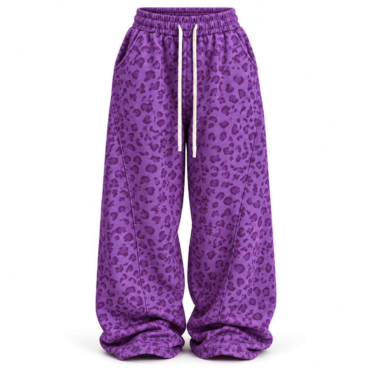 Women's Leopard Print Baggy Sweatpants Multipack - Elastic Waist Wide-Leg Lounge Pants
