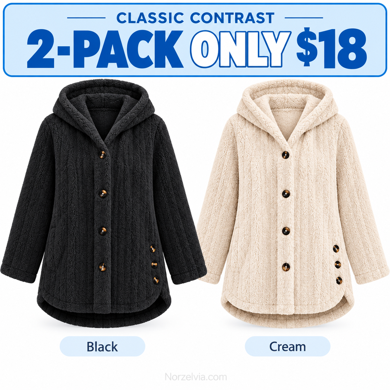Relaxed Plush Hooded Button Jacket