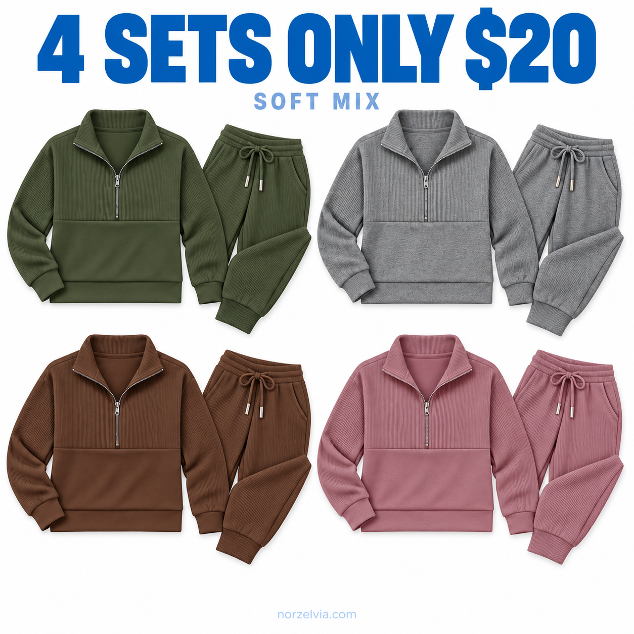 Women's Ribbed Half-Zip Top & Jogger Set | Matching Sets or Separates