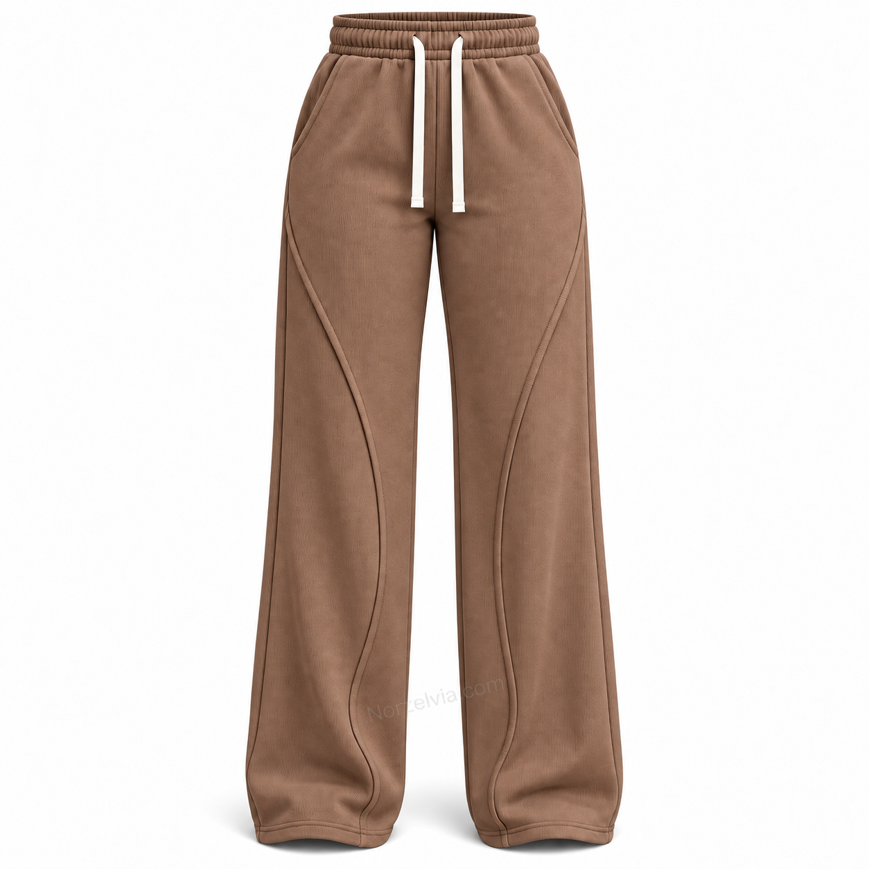 Women's Ribbed Wide-Leg Drawstring Pants