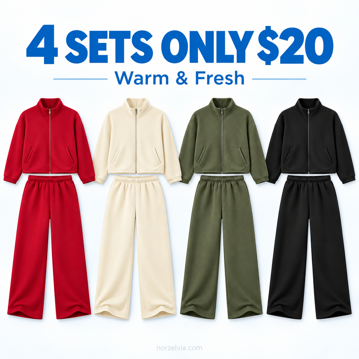 Women's Stand-Collar Zip Jacket & Wide-Leg Pants Set