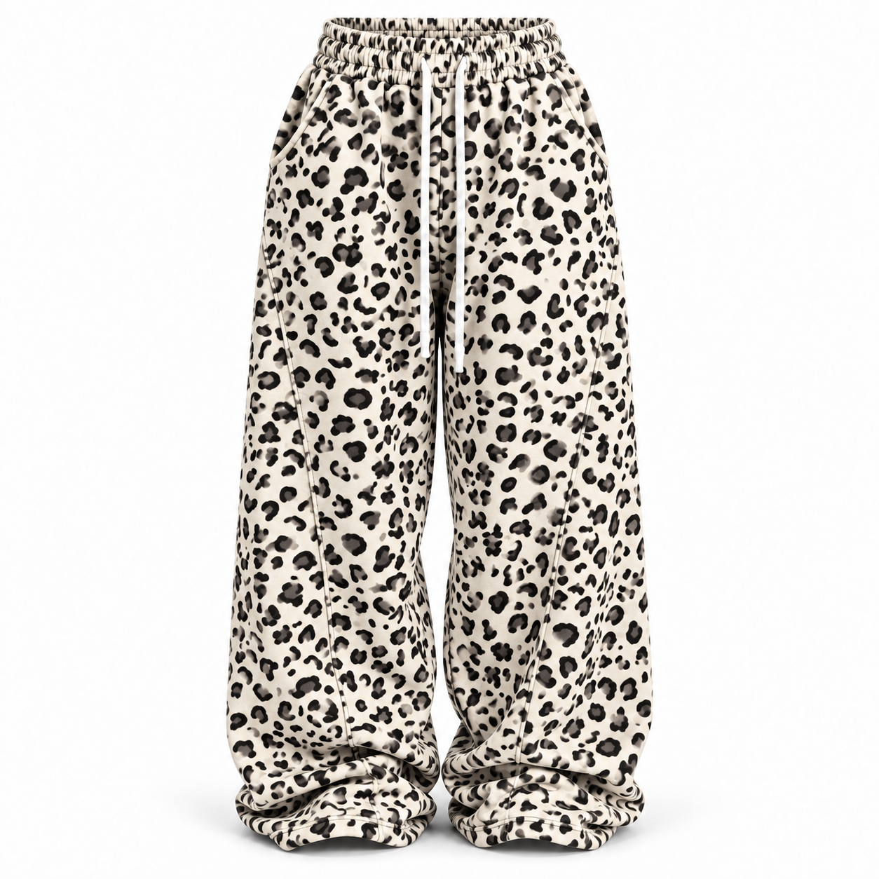 Women's Leopard Print Baggy Sweatpants Multipack - Elastic Waist Wide-Leg Lounge Pants