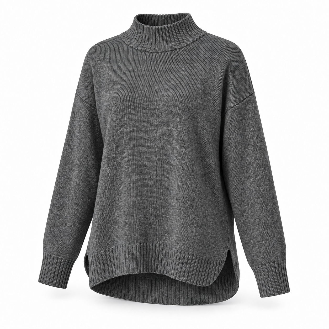 Women's Relaxed Longline Mock-Neck Knit Sweater Multipack - High-Low Hem Pullover