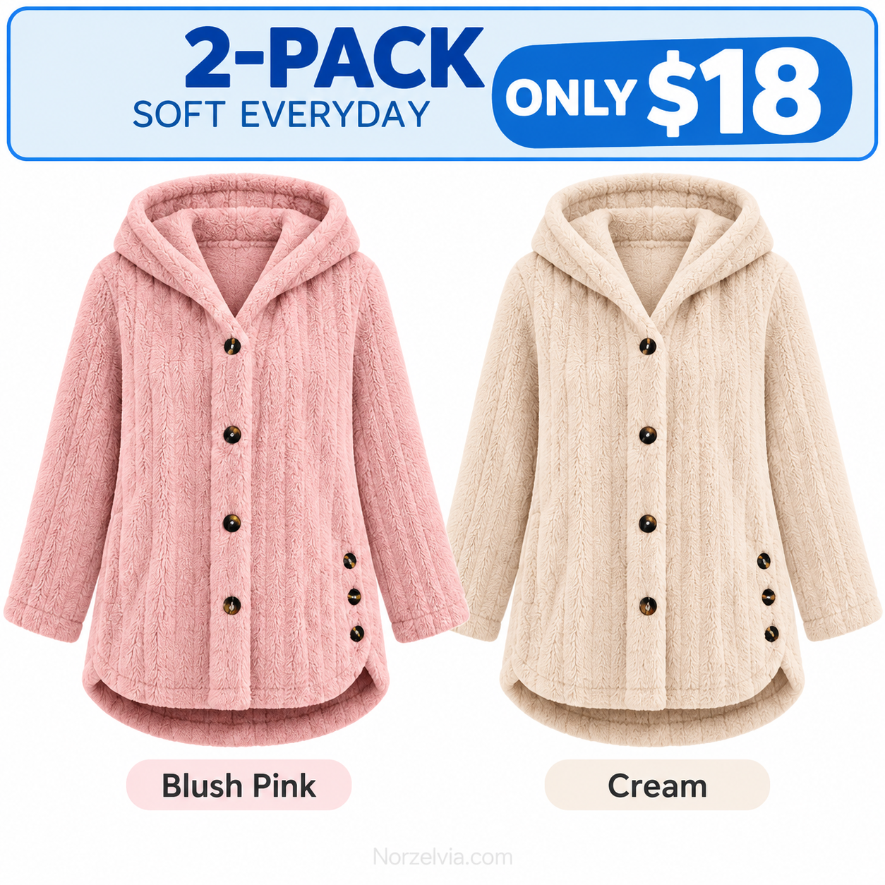 Relaxed Plush Hooded Button Jacket