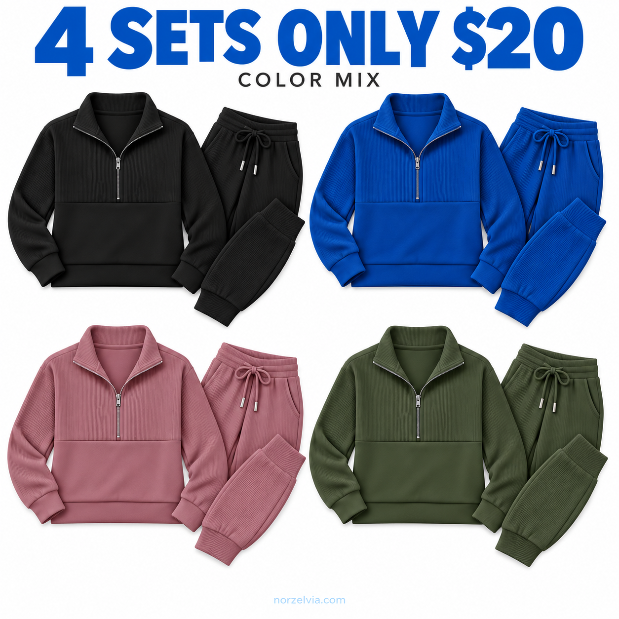 Women's Ribbed Half-Zip Top & Jogger Set | Matching Sets or Separates