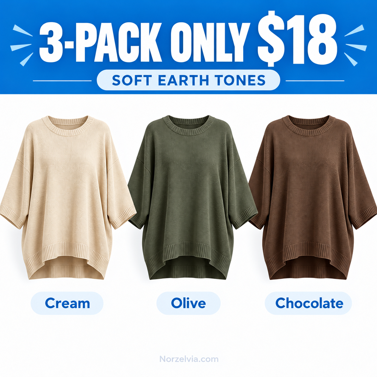 Relaxed High-Low Knit Tunic Top with Wide 3/4 Sleeves