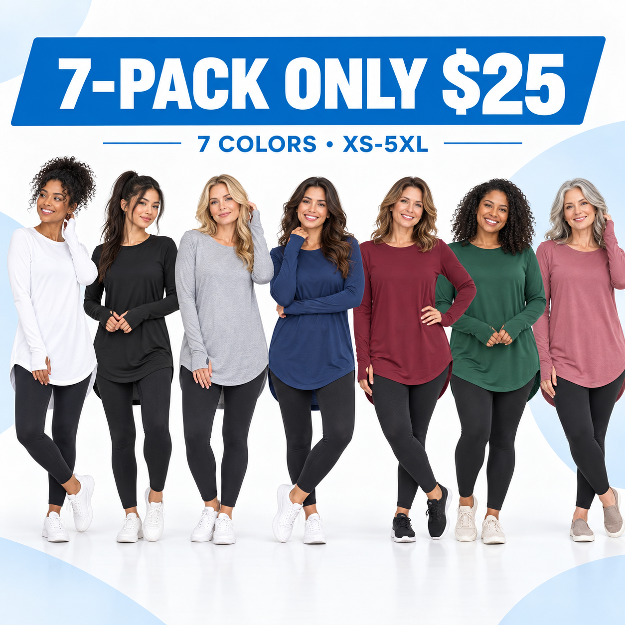 Women's High-Low Longline Tunic Top with Thumbhole Cuffs