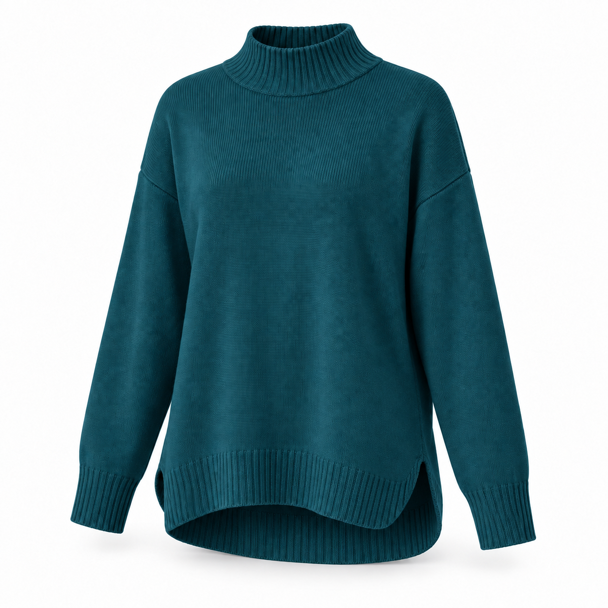 Women's Relaxed Longline Mock-Neck Knit Sweater Multipack - High-Low Hem Pullover