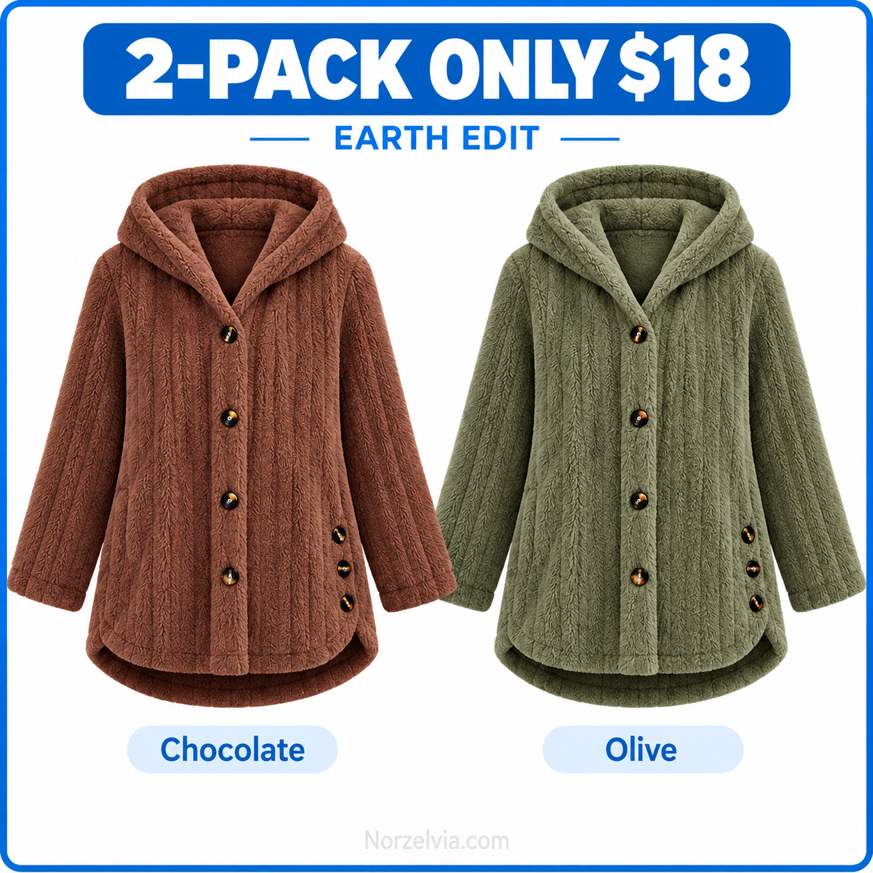 Relaxed Plush Hooded Button Jacket