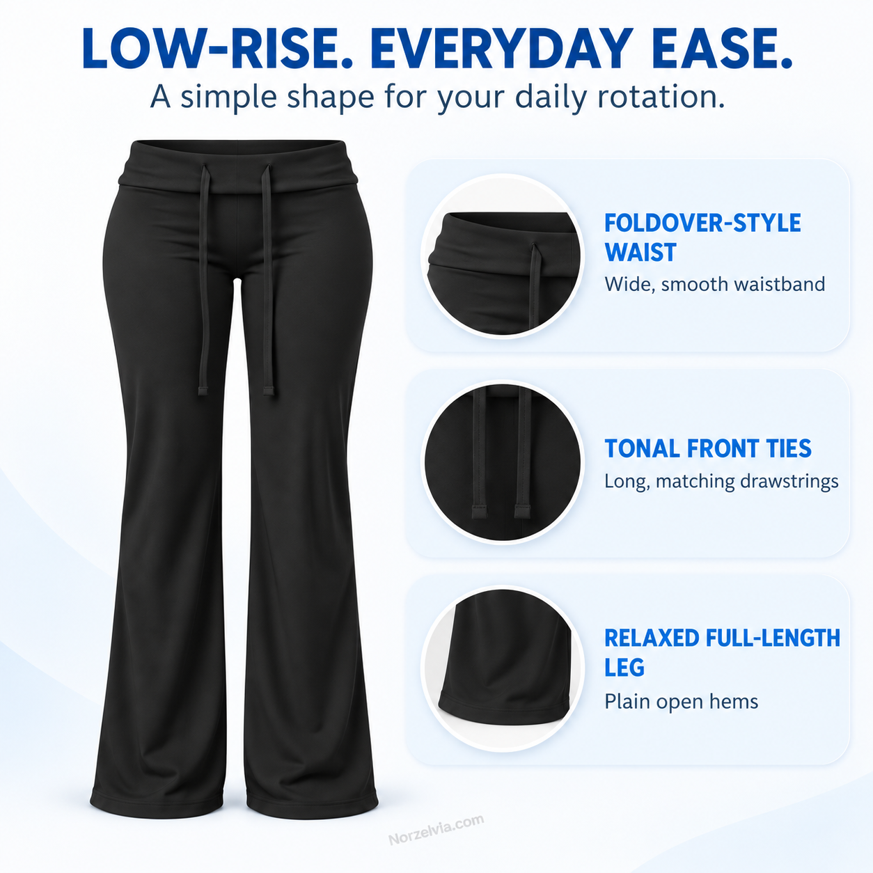 Women's Low-Rise Foldover Drawstring Pants