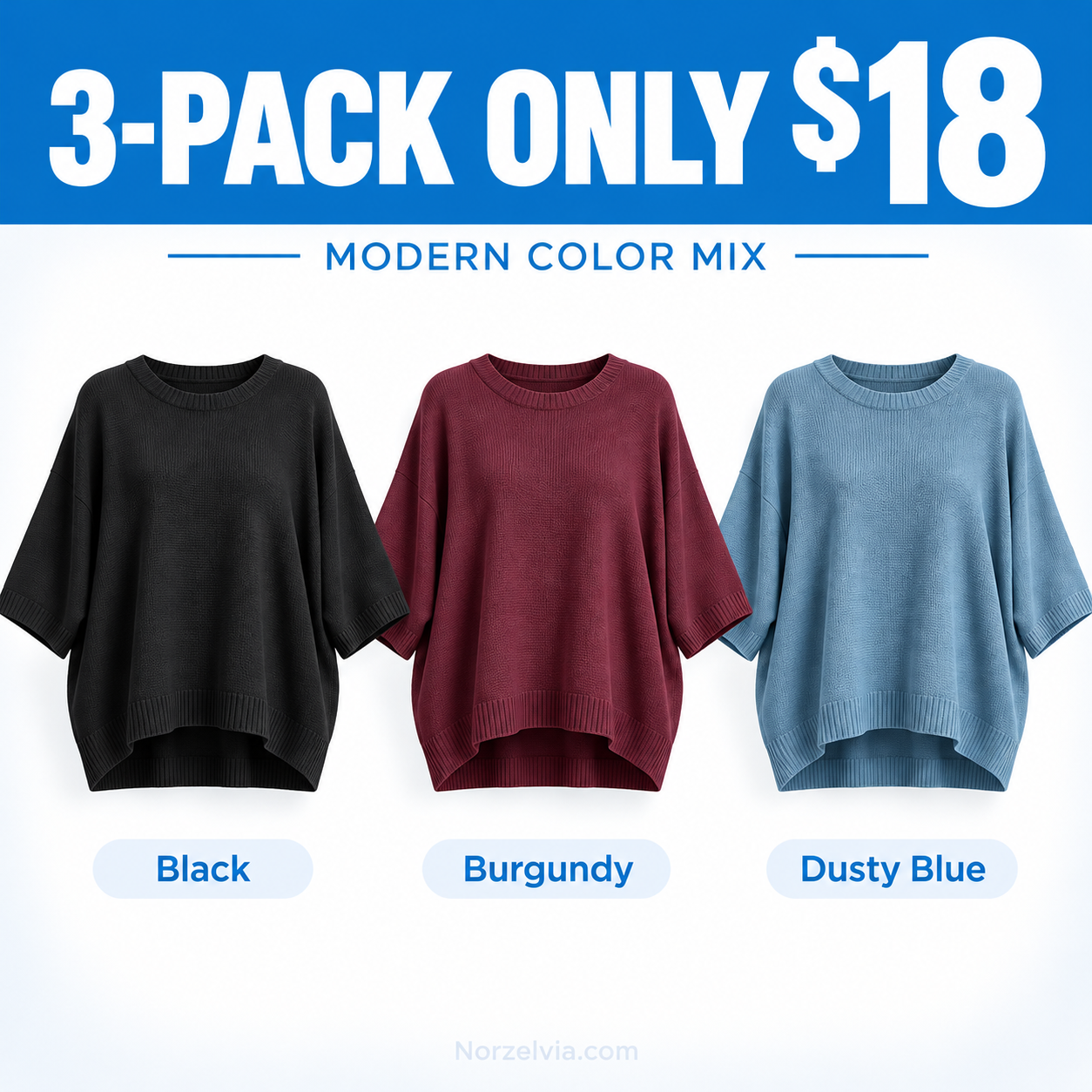 Relaxed High-Low Knit Tunic Top with Wide 3/4 Sleeves