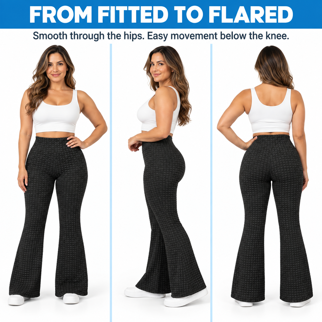 Women's High-Rise Textured Flare Pants Multipack - Stretch Pull-On Pants