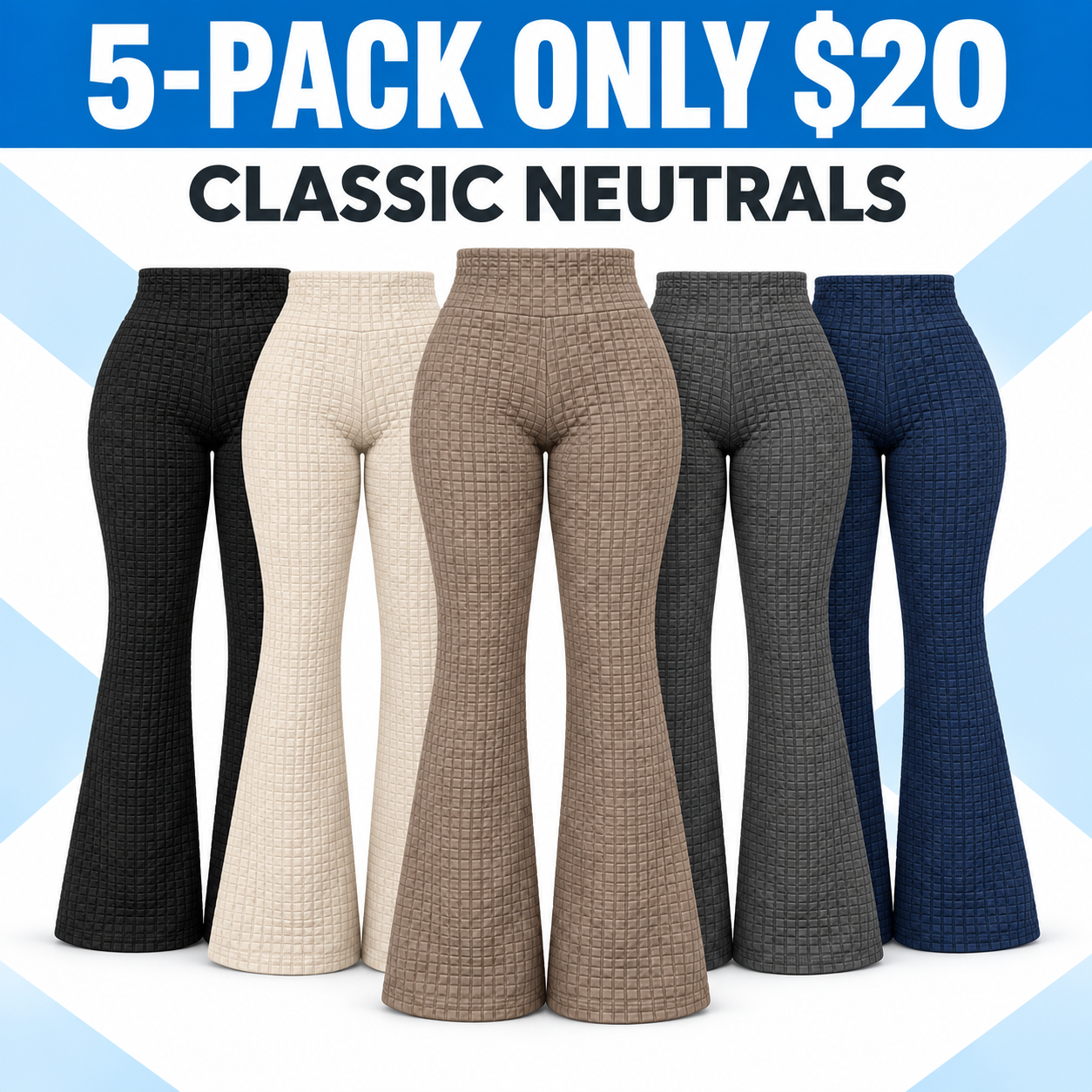 Women's High-Rise Textured Flare Pants Multipack - Stretch Pull-On Pants