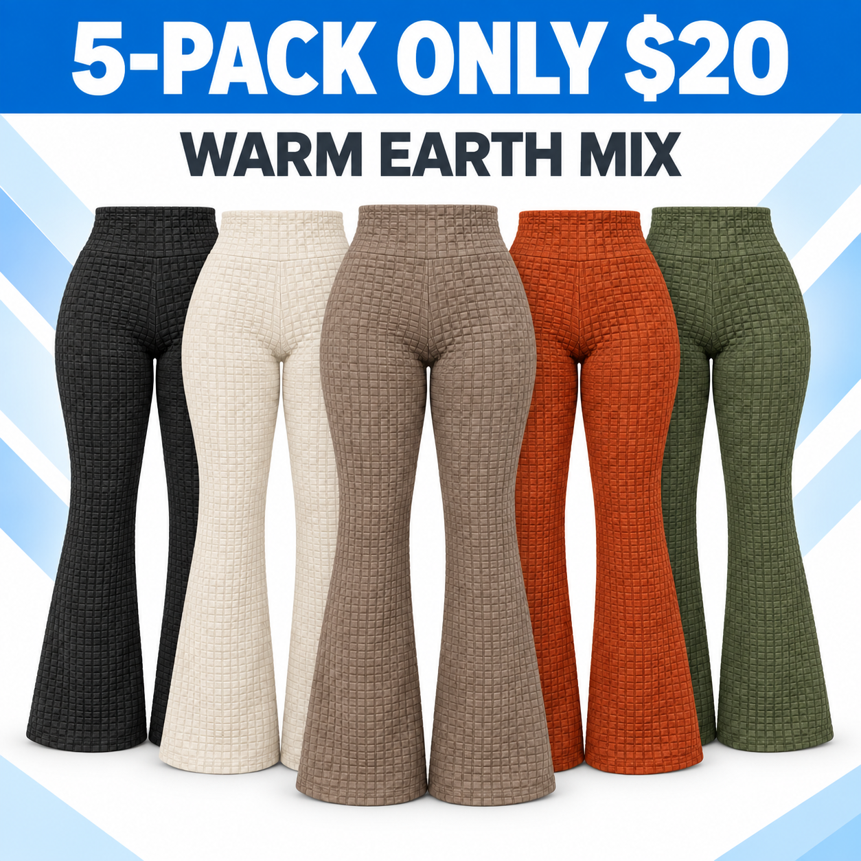 Women's High-Rise Textured Flare Pants Multipack - Stretch Pull-On Pants