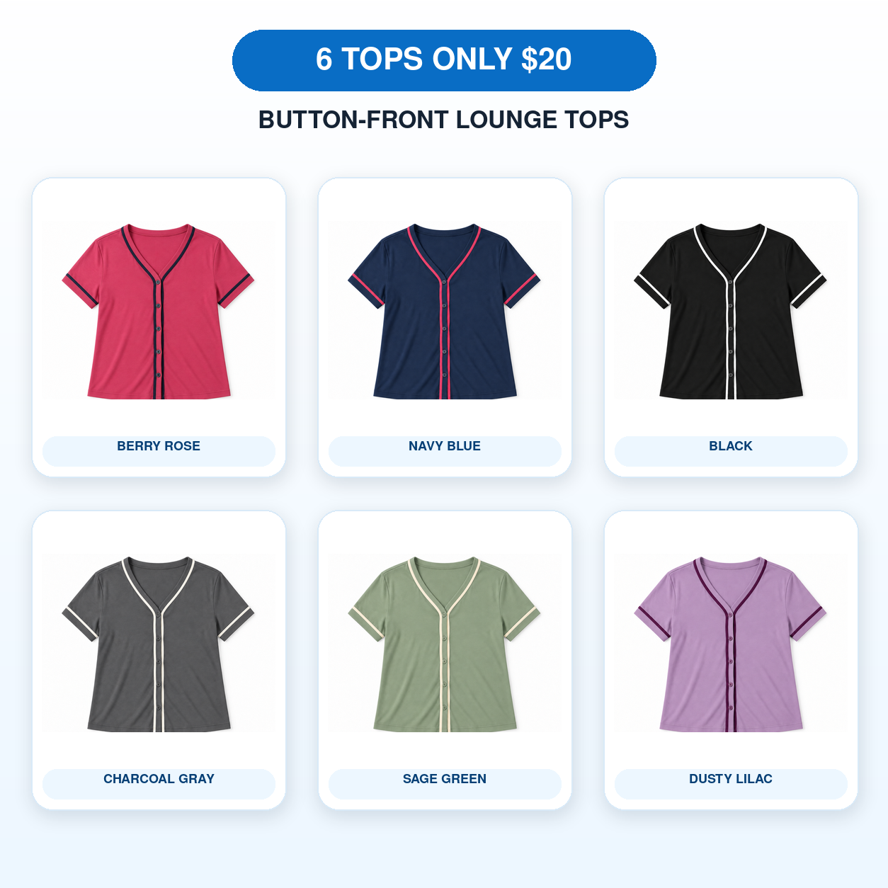 Women's Soft Stretch Button-Front Pajama Lounge Set Multipack - Short Sleeve Top & Shorts