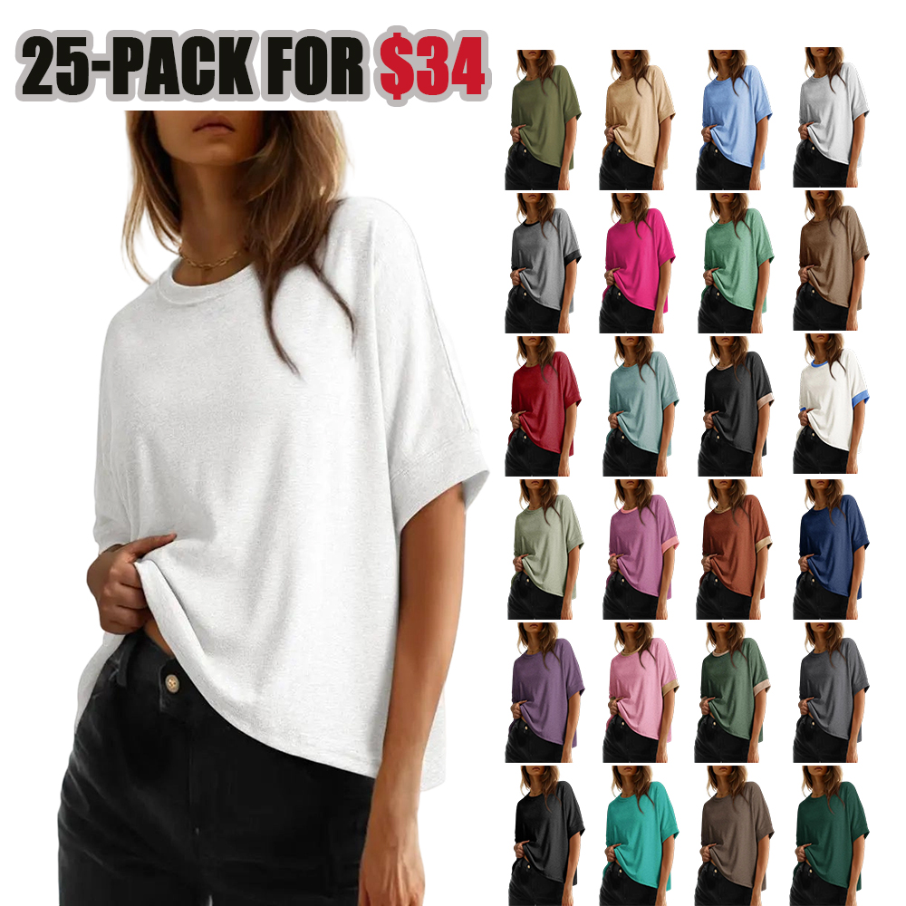 Women's Tops for Women 2026 Loose Oversized Basic Tee Comfortable Soft Fabric Flattering Fit - Womenswear